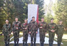 Военнослужащие 4970 базы инженерных боеприпасов возложили цветы к памятнику воинам партизанской бригады им. Фрунзе